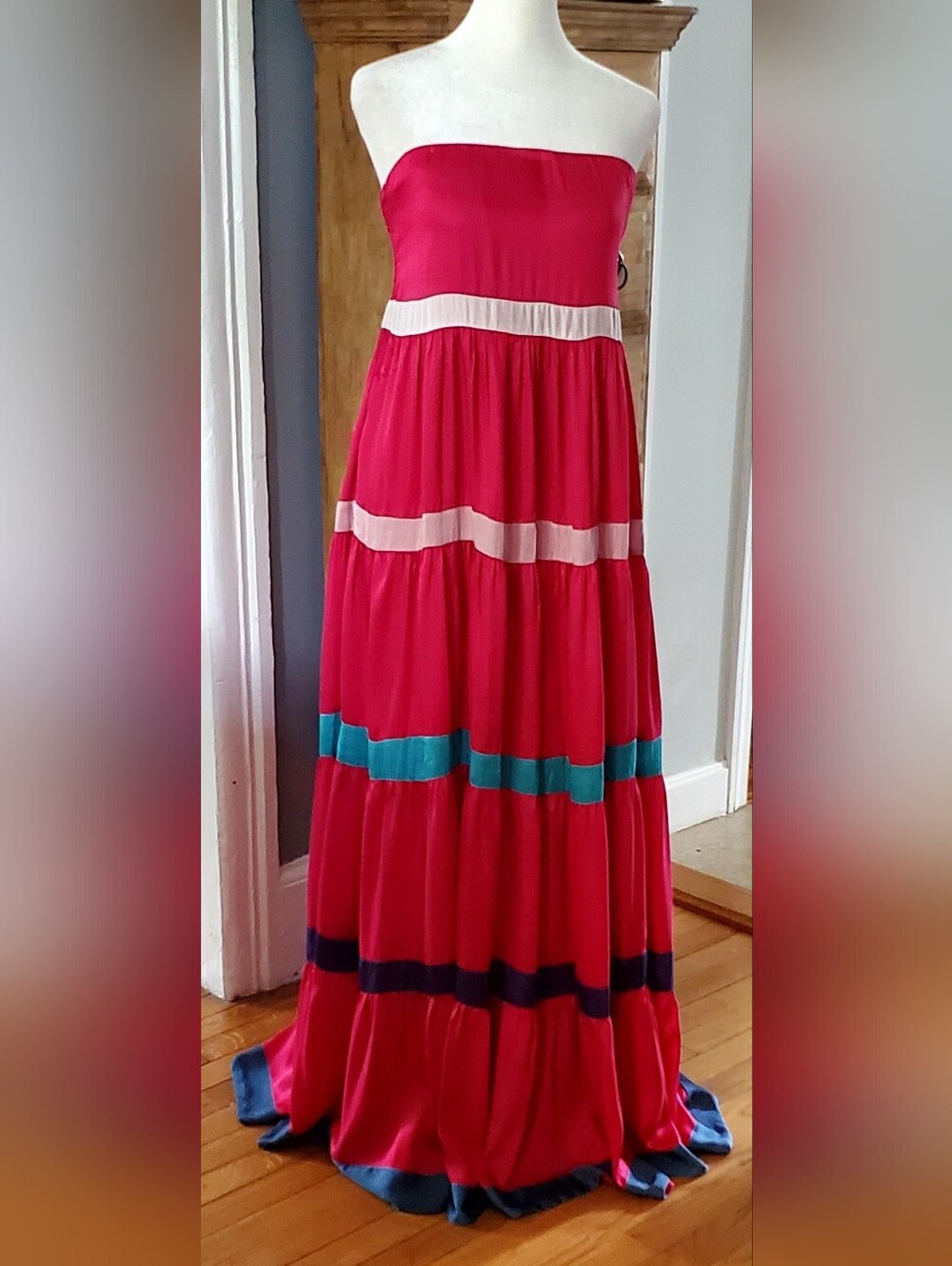 Samant Chauhan for Anthropologie strapless tiered maxi dress
